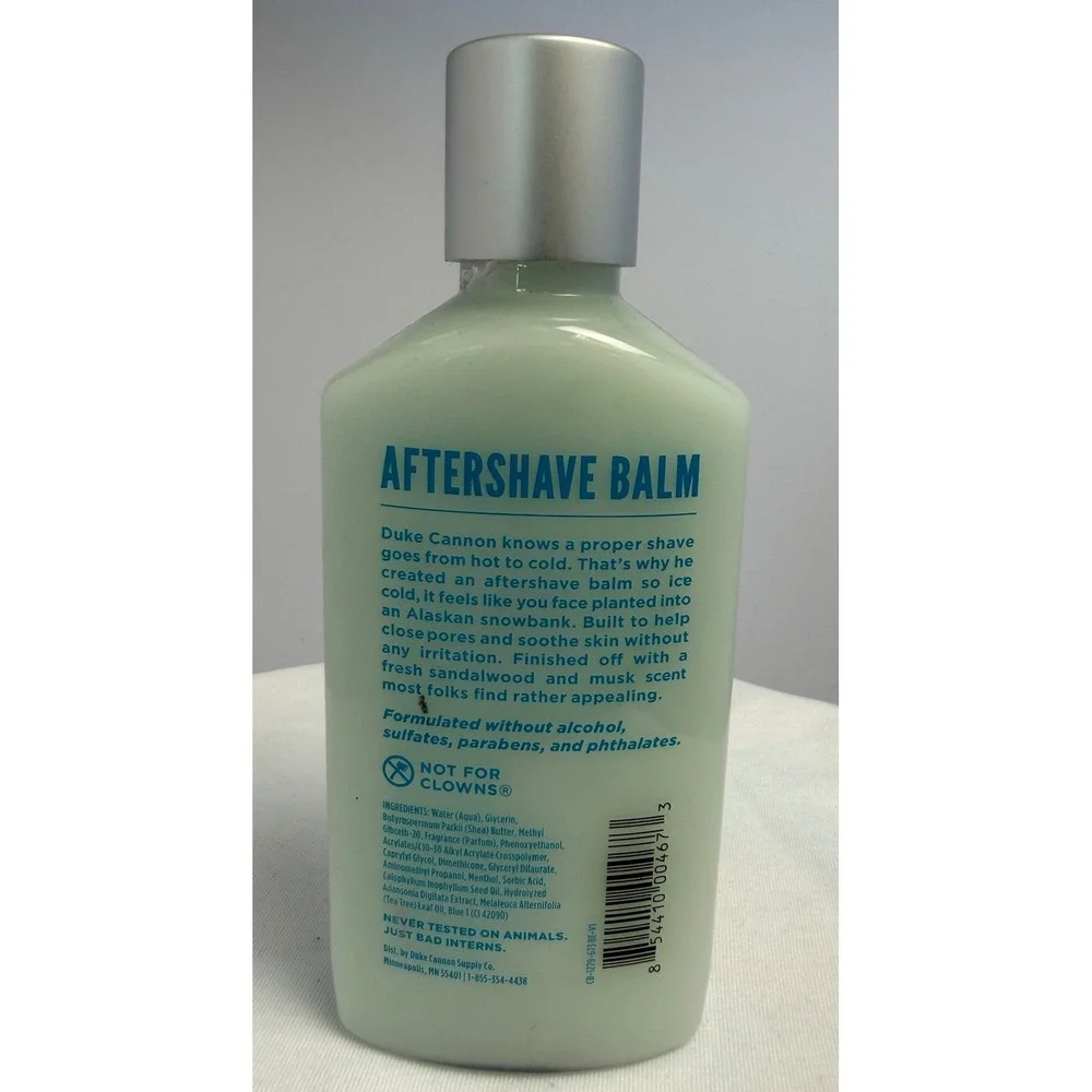 Duke Cannon Ice Cold Aftershave‎ Balm 6oz Menthol Shea Butter Alcohol Free New